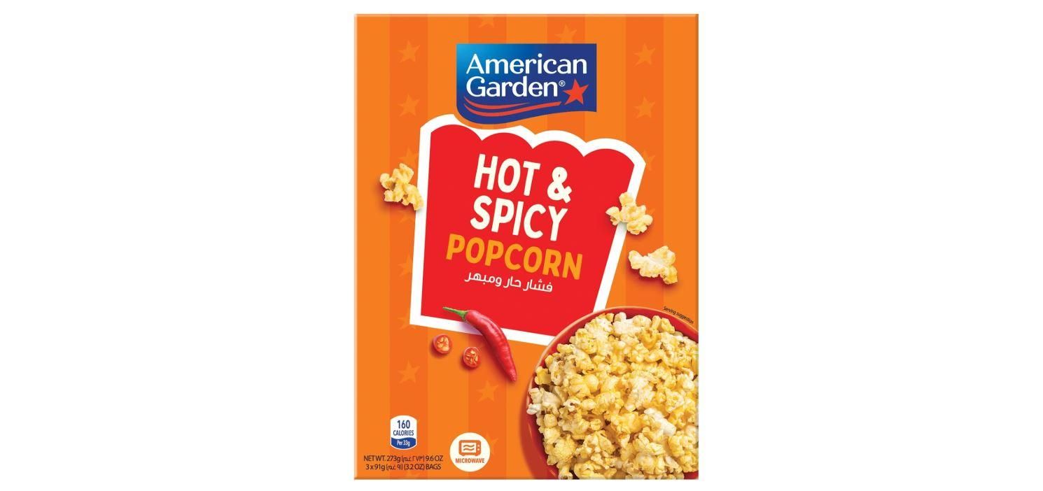 American Garden Microwave Popcorn, Hot and Spicy - 3.2 oz x 3