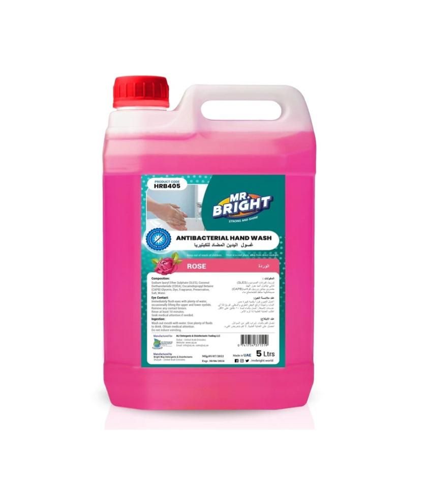 Mr. Bright Hand Wash Liquid Soap, Rose - 5 Liter