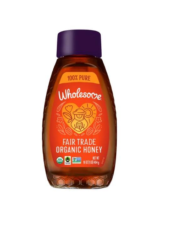 Wholesome Organic Fair Trade 100% Pure Honey, NON GMO, Gluten Free - 454g