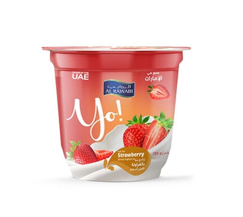 Al Rawabi Yo Full Fat Strawberry Stirred Yoghurt - 130g