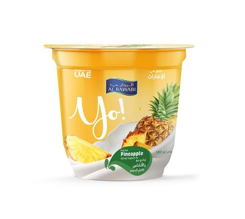 Al Rawabi Yo Full Fat Pineapple Stirred Yoghurt - 130g