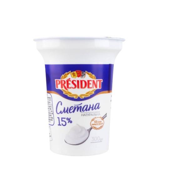 President Sour Cream, 15% Fat - 300g