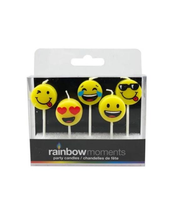 Rainbow Moments Emoji Shape Party Candles - Set of 5