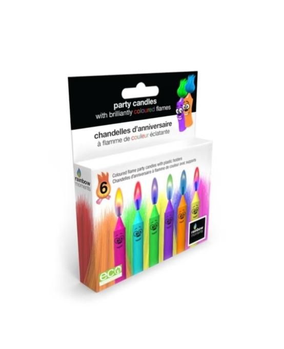 Rainbow Moments Color Flame Face Candles - Set of 6