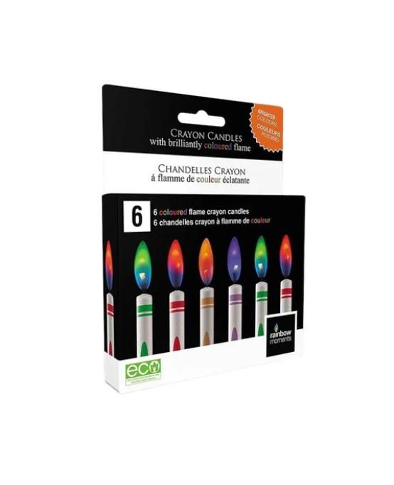 Rainbow Moments Color Flame Crayon Candles - Set of 6