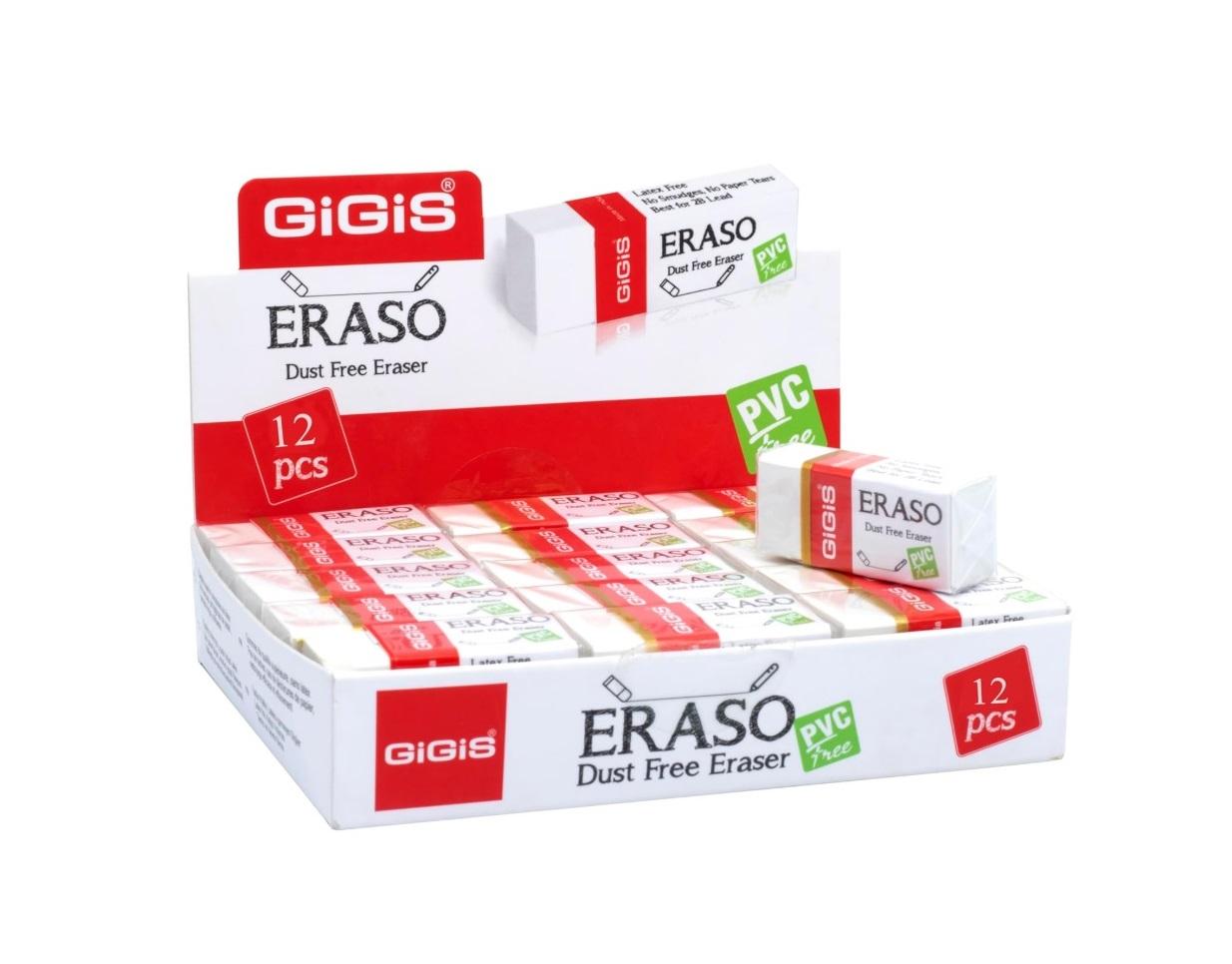 GIGIS Eraso Dust Free Eraser, Medium - Pack of 12