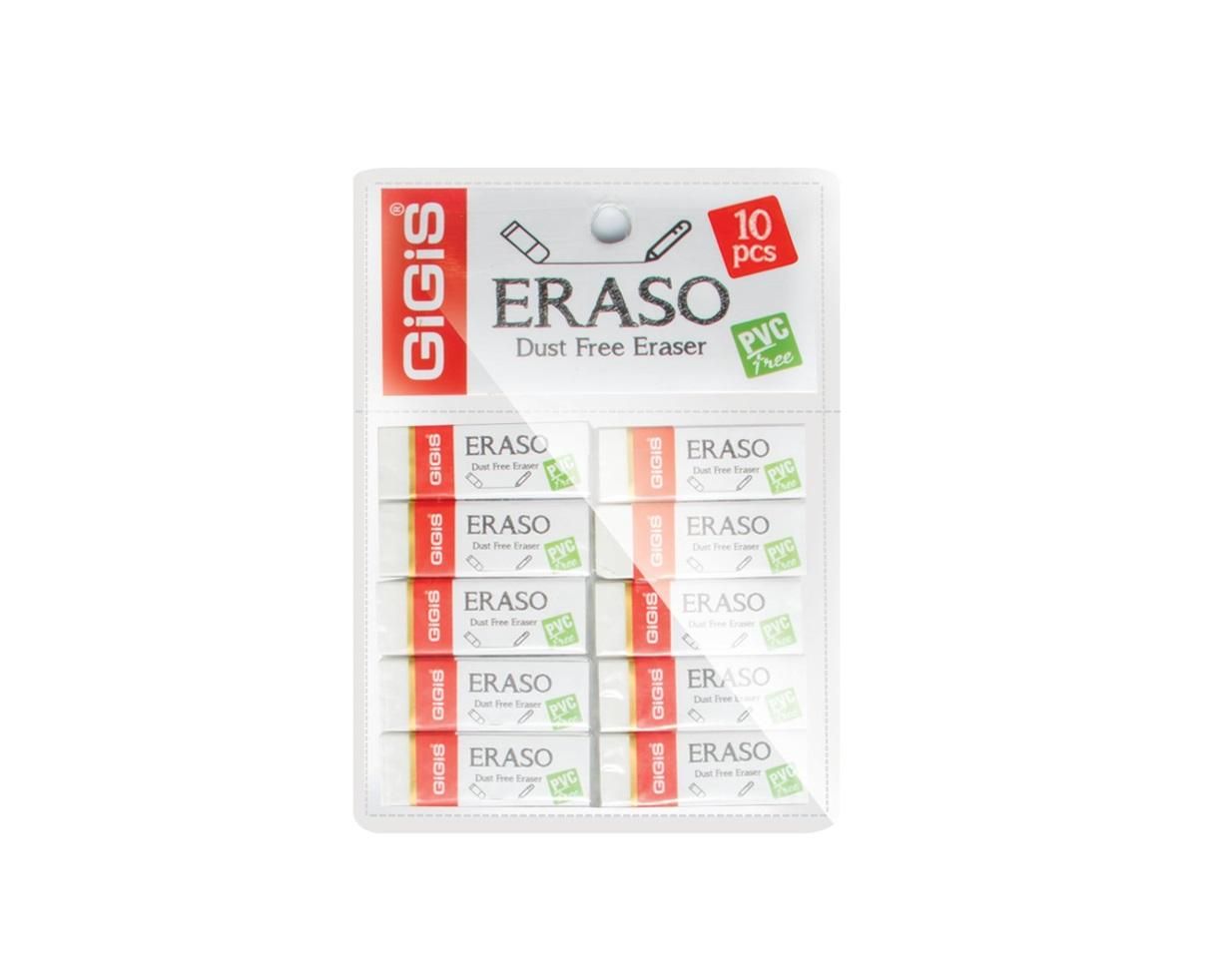 GIGIS Eraso Dust Free Eraser, Large - Pack of 10