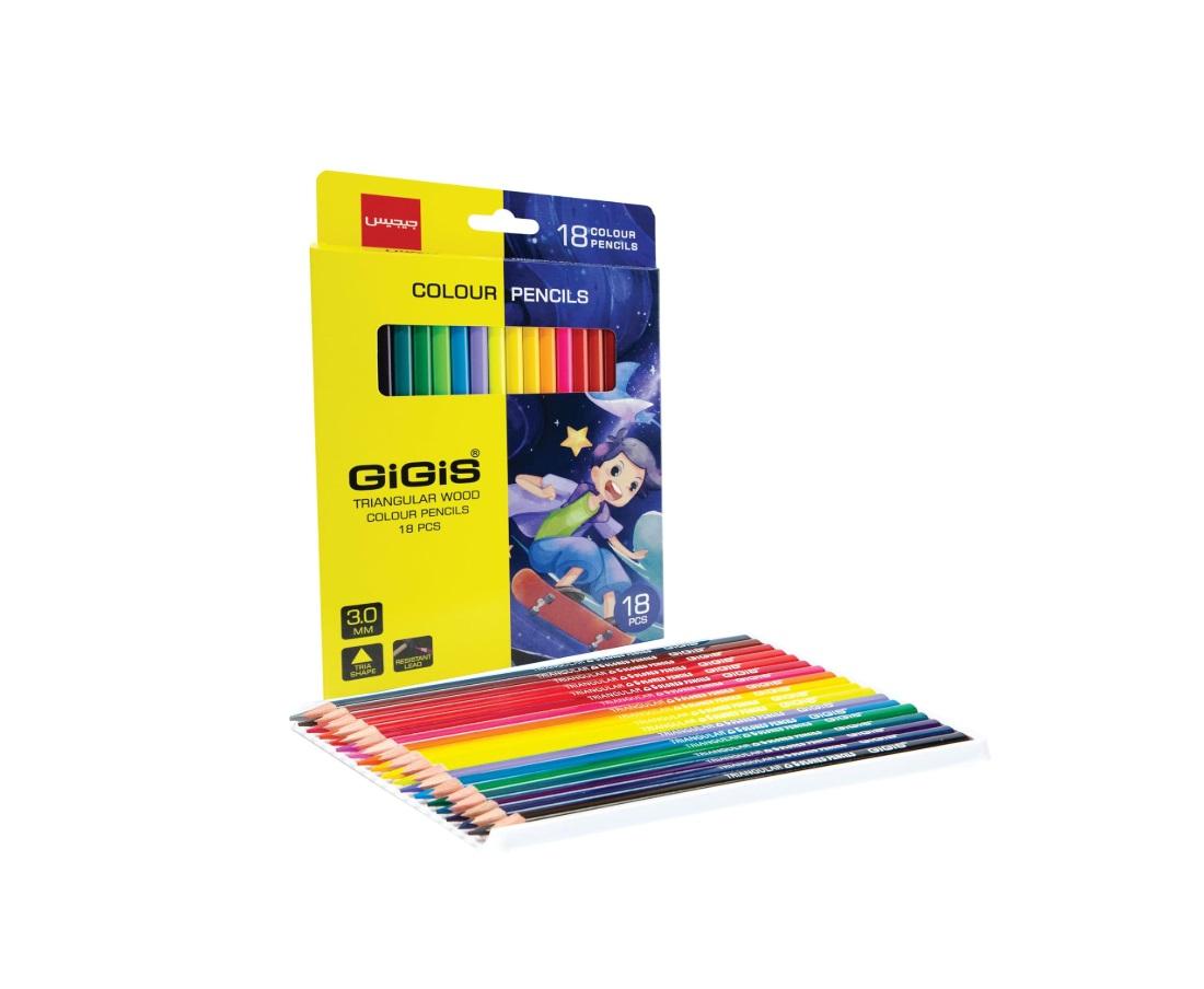 GIGIS Color Pencil (G-2946) , 7 inches - Pack of 18
