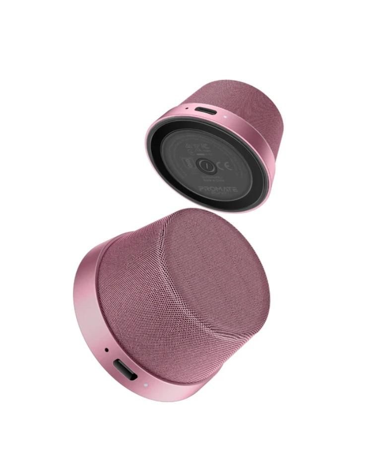 Promate Punch High-Fidelity Mini Bluetooth Speaker with MagSafe Compatible Base, Pink