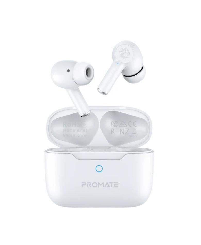 Promate ProPods High-Definition ANC TWS Earphones with intellitouch, White