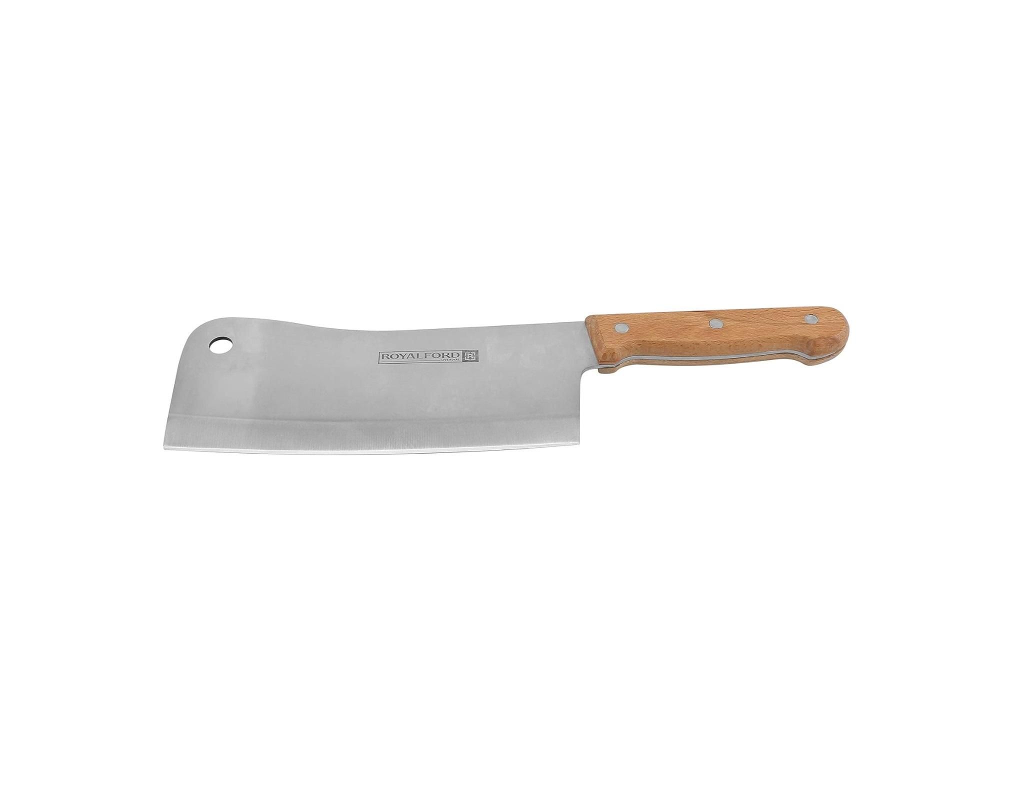 Royalford 8 Inch Cleaver Knife with Wooden Handle, RF9488