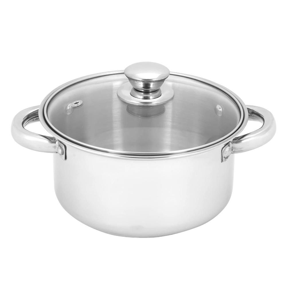 Royalford 18 cm Massilia Stainless Steel Stockpot with Glass Lid, RF11591