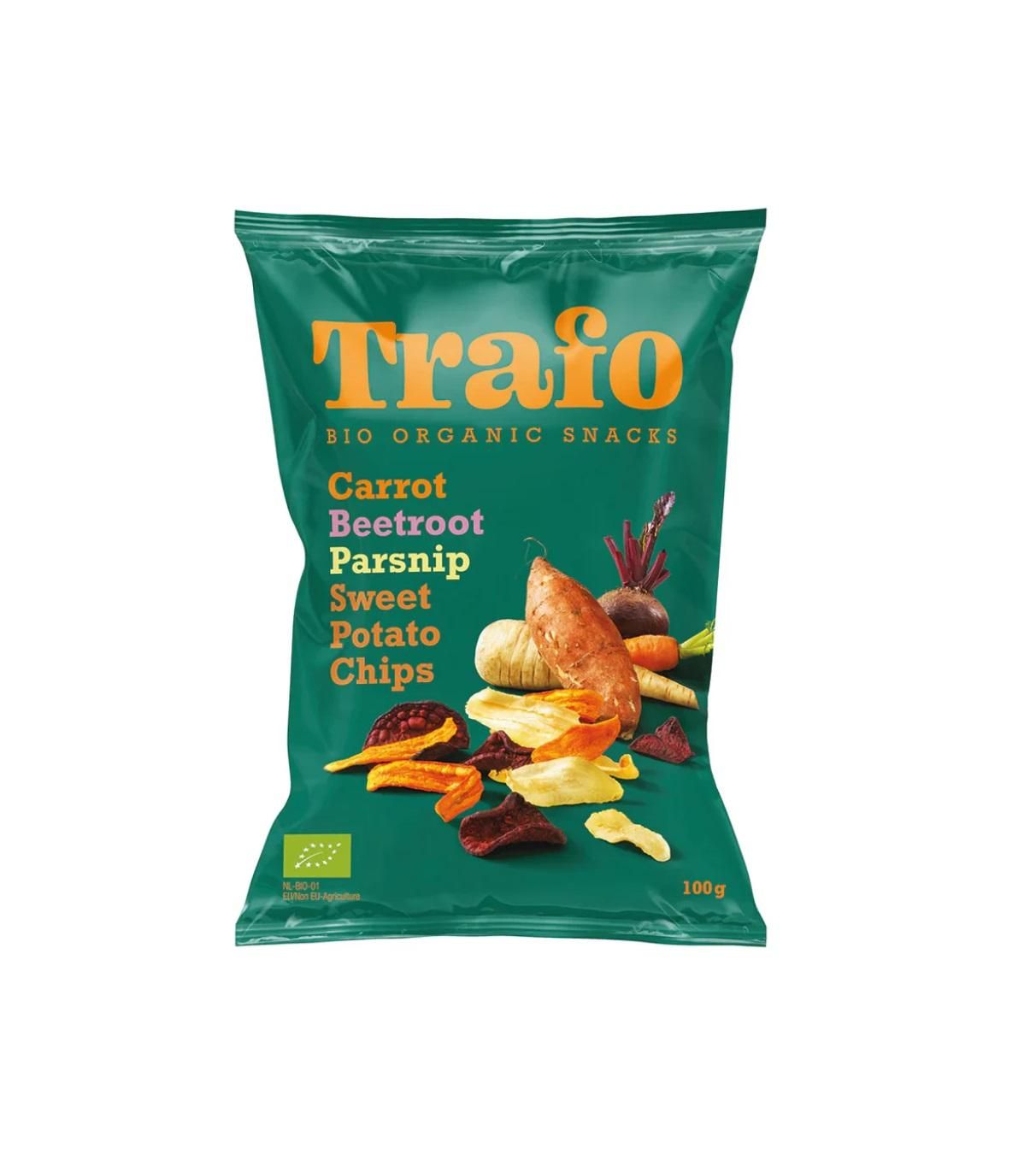 Trafo Organic Carrot, Beetroot, Parnship, Sweet Potato Chips - 100g