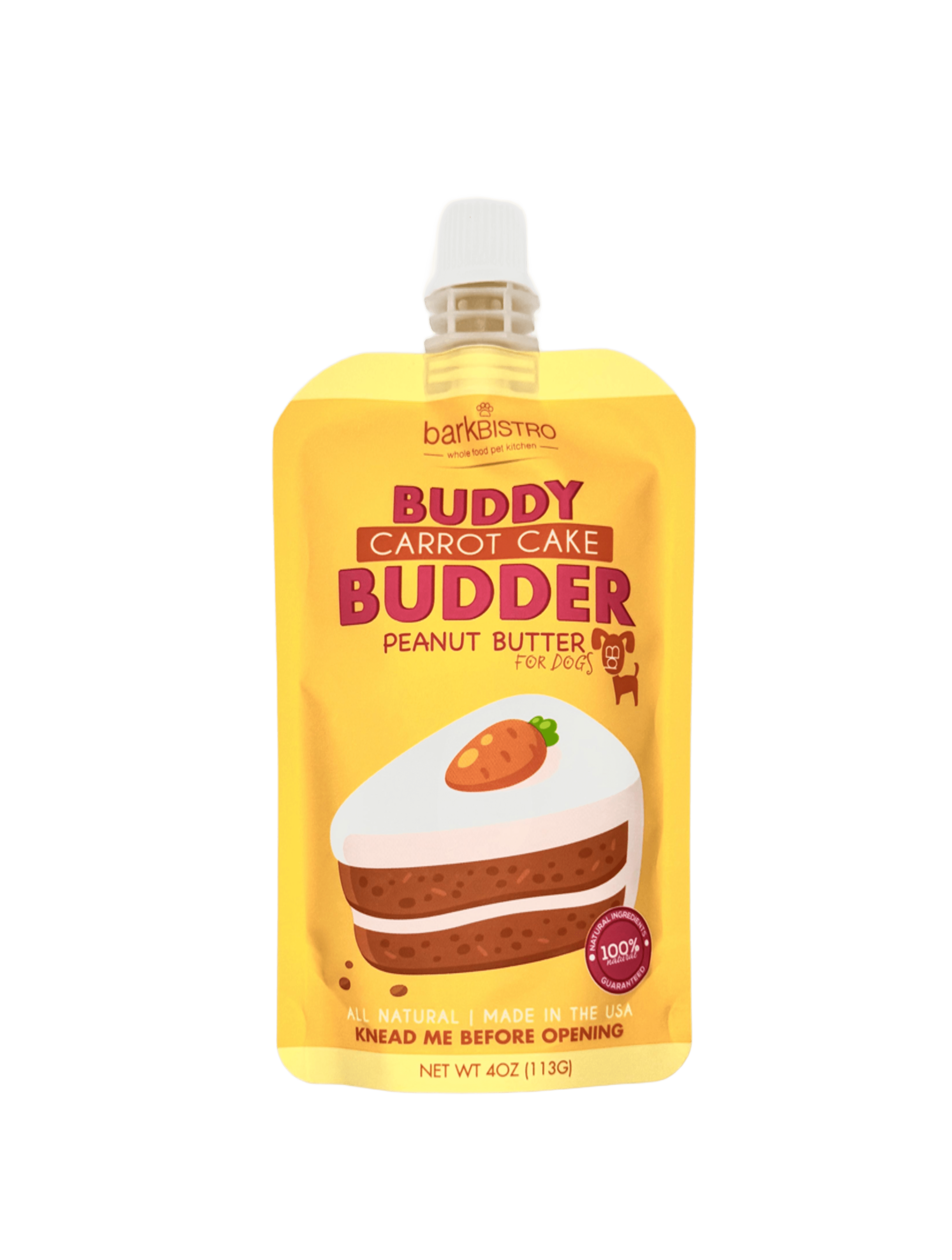 Bark Bistro, Carrot Cake Buddy Budder Squeeze Dog Peanut Butter - 4 oz