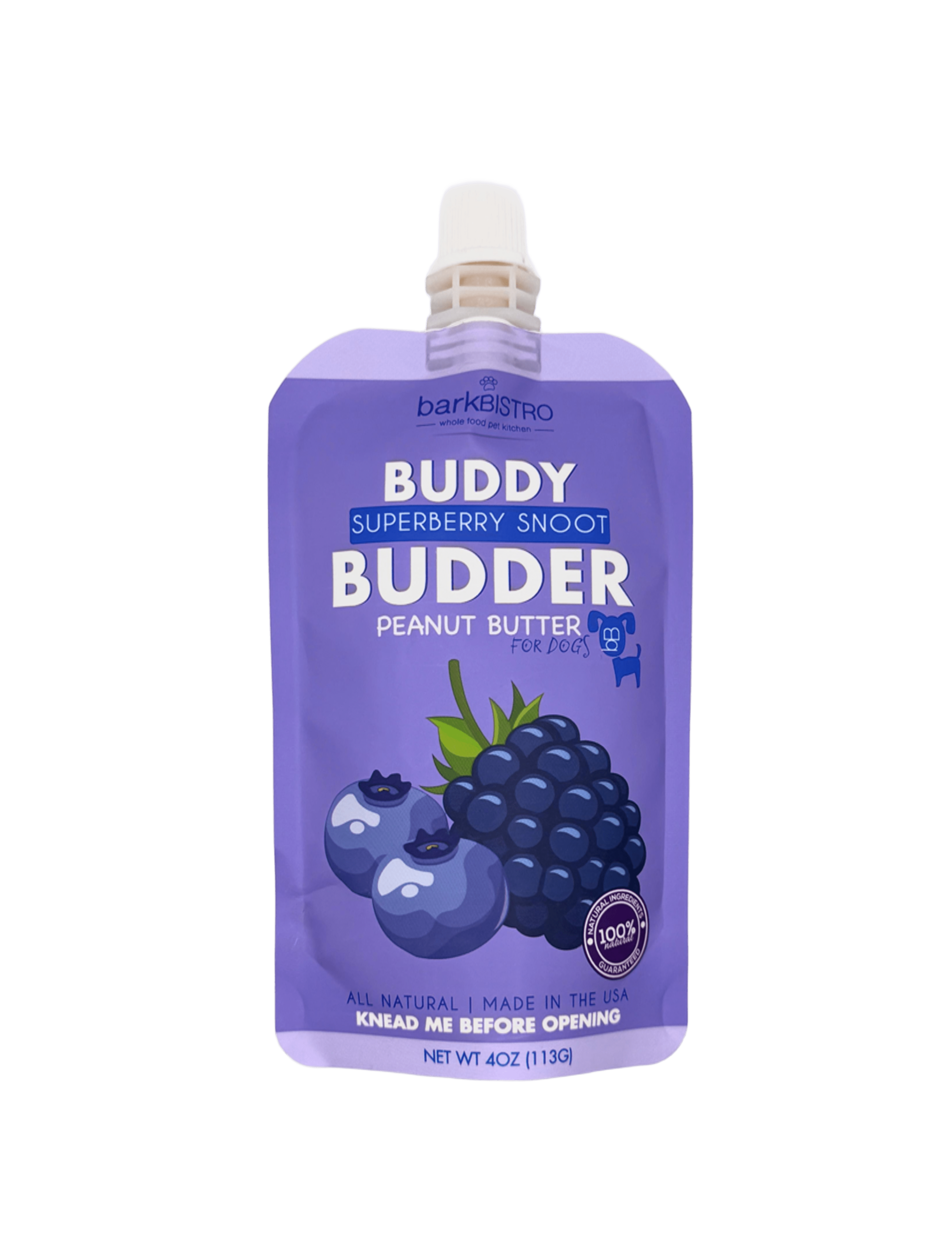 Bark Bistro, Superberry Snoot Buddy Budder Squeeze Dog Peanut Butter - 4 oz