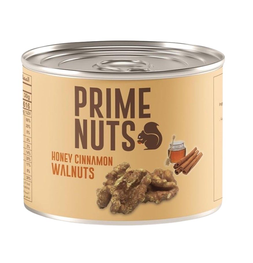Prime Nuts, Honey Cinnamon Walnut, Tin - 100g x 24