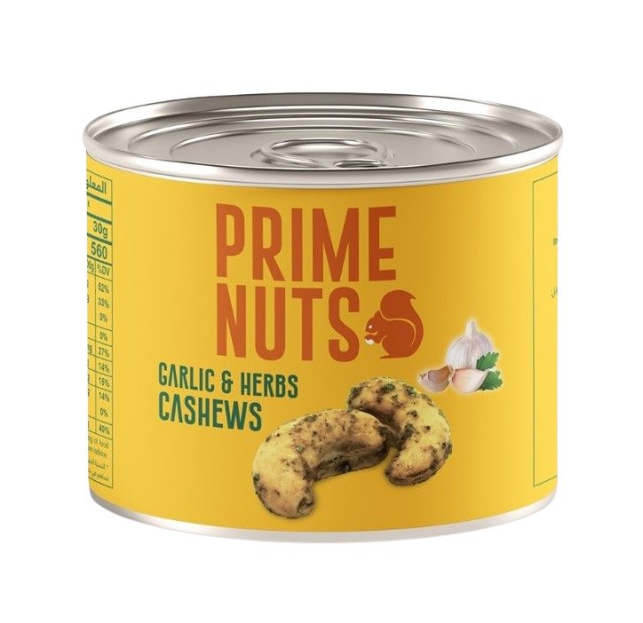Prime Nuts, Garlic & Herb Cashew, Tin - 125g x 24