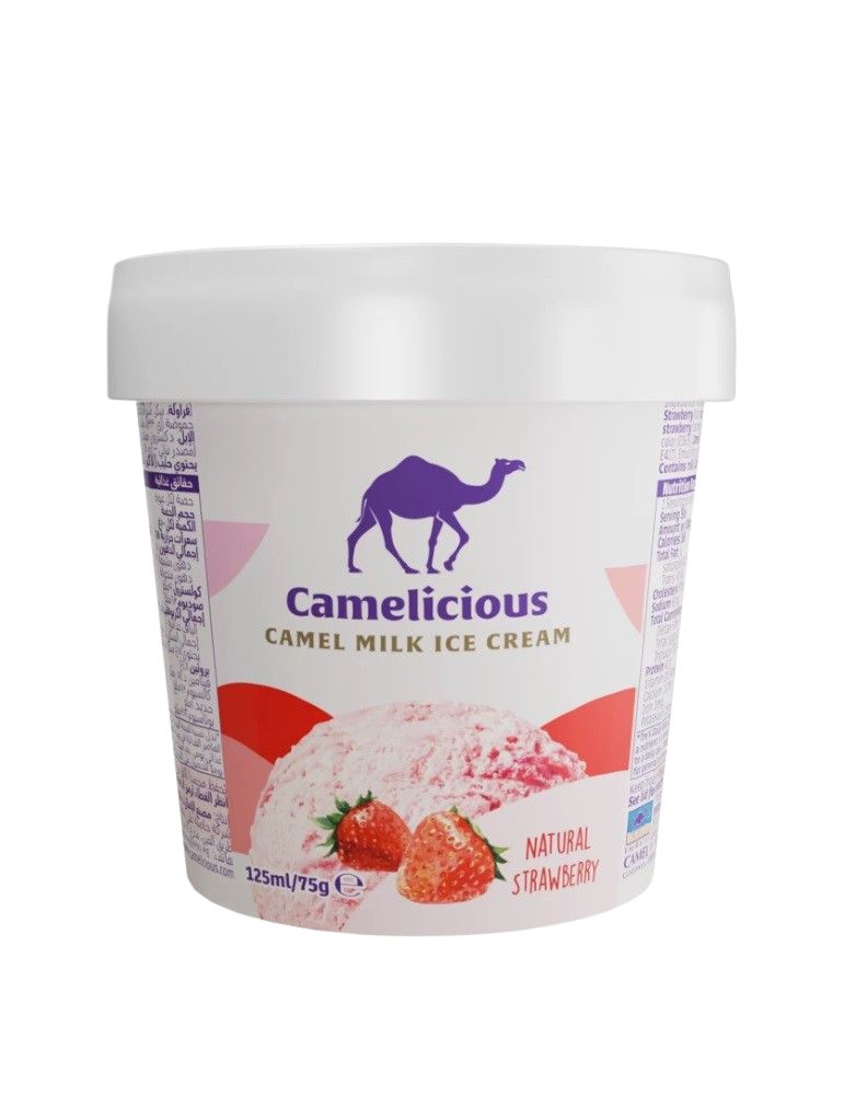 Camelicious Camel Milk Ice Cream, Strawberry - 125 ml