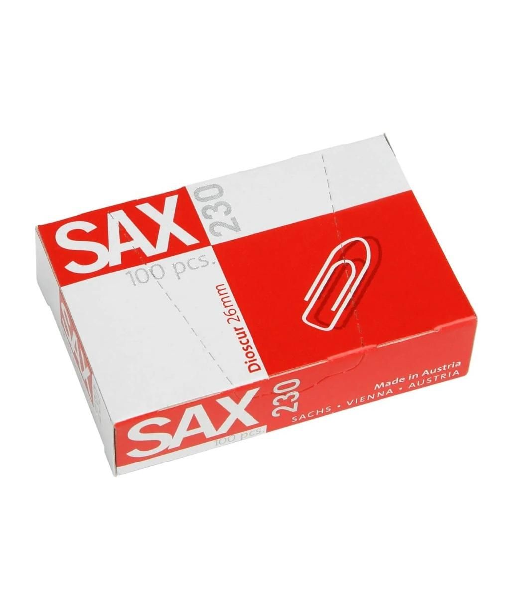 SAX 230 Paper Clips, 26mm - 100 Pieces