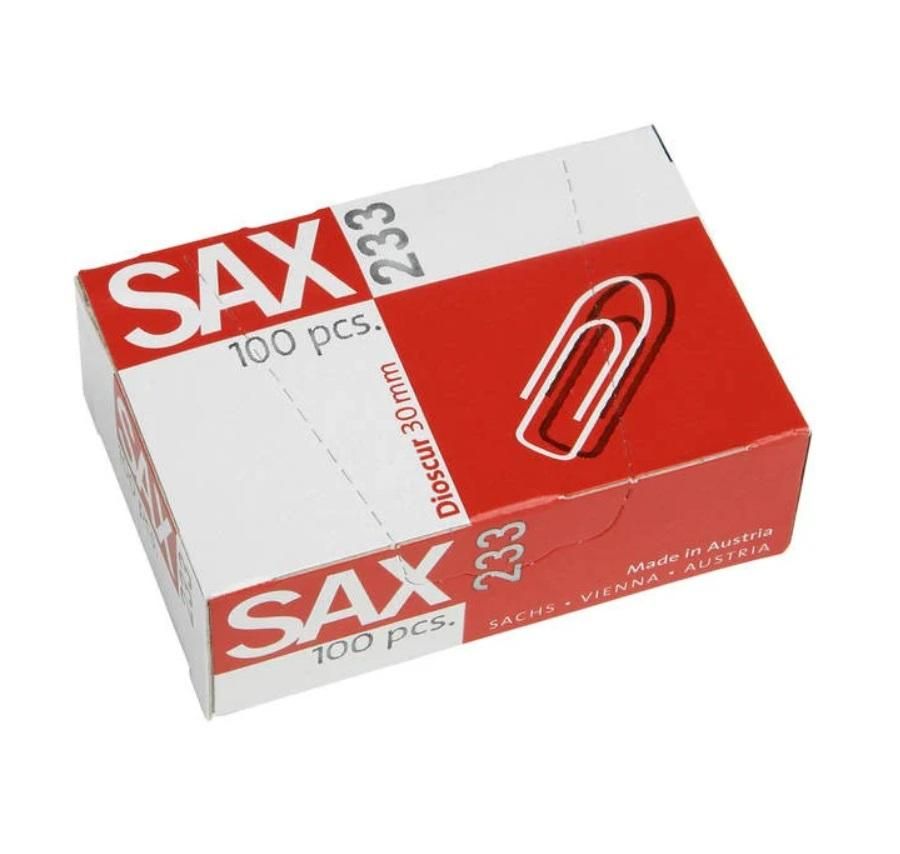 SAX 233 Paper Clips, 30mm - 100 Pieces