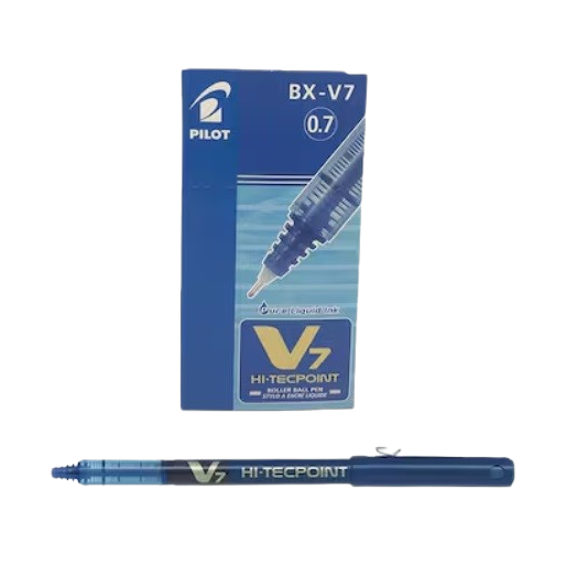 Pilot V7 Hi-Tecpoint Rollerball Pen, 0.7 mm Tip, Blue - Pack of 12