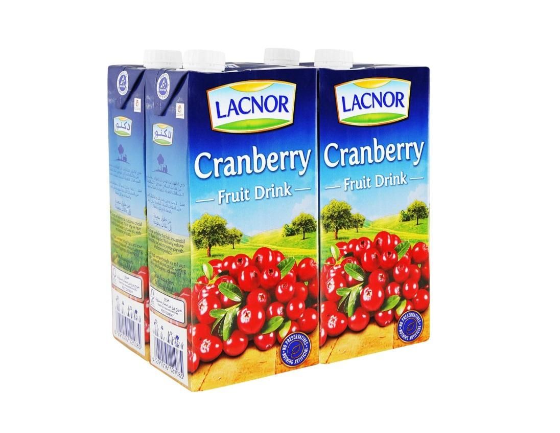 Lacnor Essentials Cranberry Juice - 1 Liter x 4