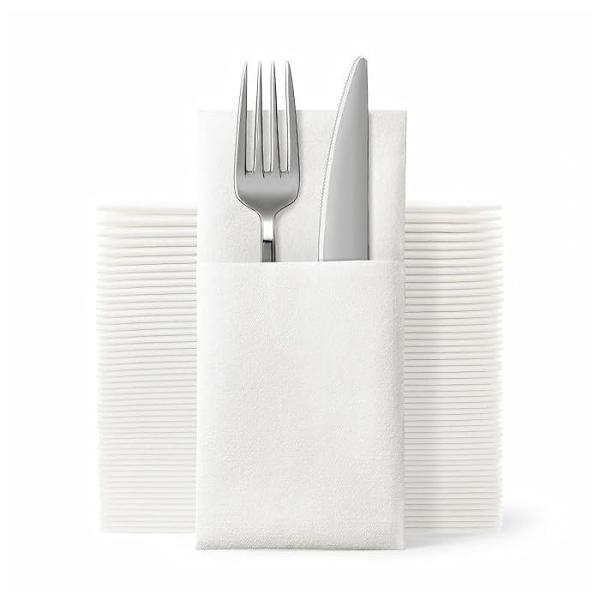 Air Laid Pocket Napkins, White, Italy , 40 x 40 cm - 25 Sheets