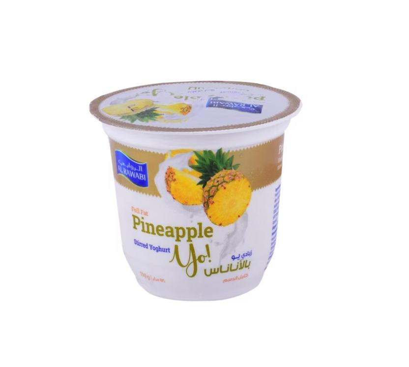 Al Rawabi Yo Full Fat Pineapple Stirred Yoghurt - 130g