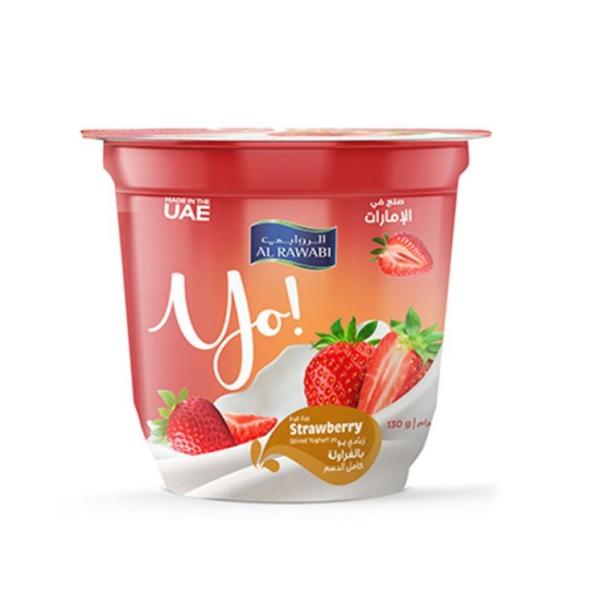 Al Rawabi Yo Full Fat Strawberry Stirred Yoghurt - 130g