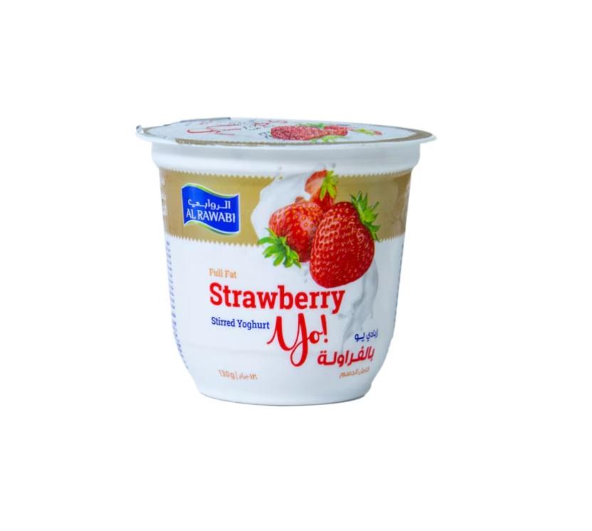 Al Rawabi Yo Full Fat Strawberry Stirred Yoghurt - 130g