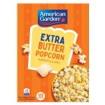 American Garden Microwave Popcorn, Extra Butter - 3.2 oz x 3