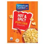 American Garden Microwave Popcorn, Hot and Spicy - 3.2 oz x 3