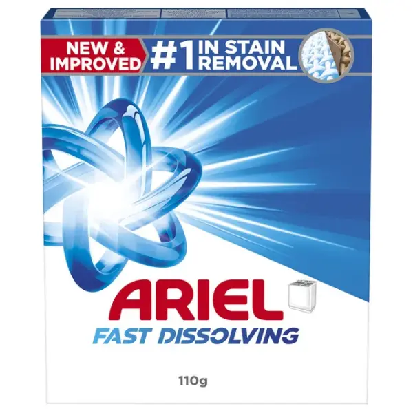 Ariel Fast Dissolving Laundry Detergent Powder, Blue - 110g