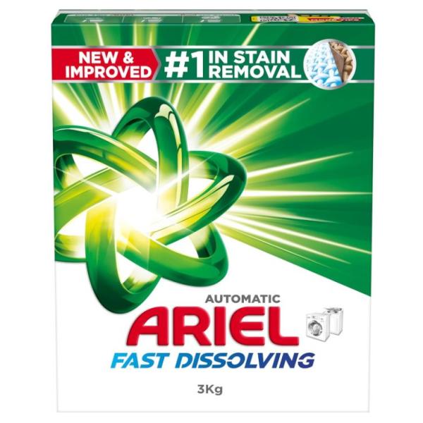 Ariel Fast Dissolving Laundry Detergent Powder, Green - 3 kg