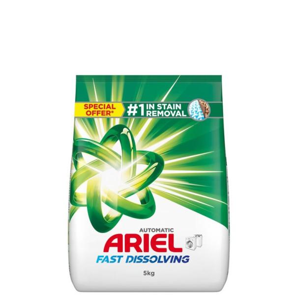 Ariel Fast Dissolving Laundry Detergent Powder, Green - 5 kg