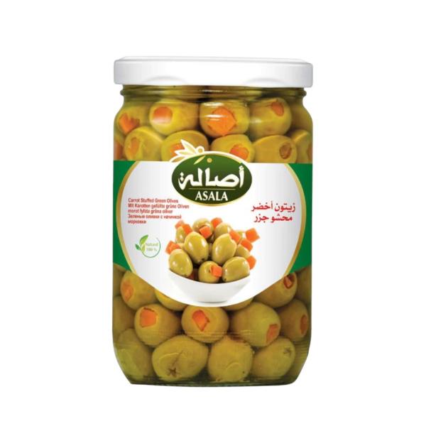 Asala Green Olive Stuffed with Carrot, Glass Bottle - 400g