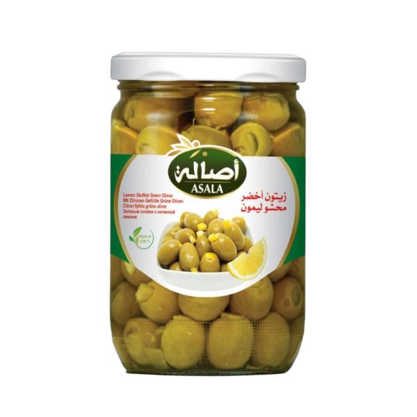 Asala Green Olive Stuffed with Lemon, Glass Bottle - 400g