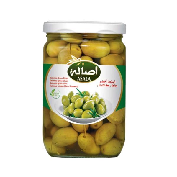 Asala Kalamata Green Olives (Jelet), Glass Bottle - 400g