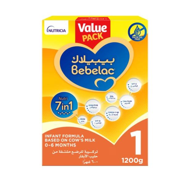 Bebelac 1 Nutri 7in1 Infant Milk Formula from Birth to 6 months - Value Pack 1200g