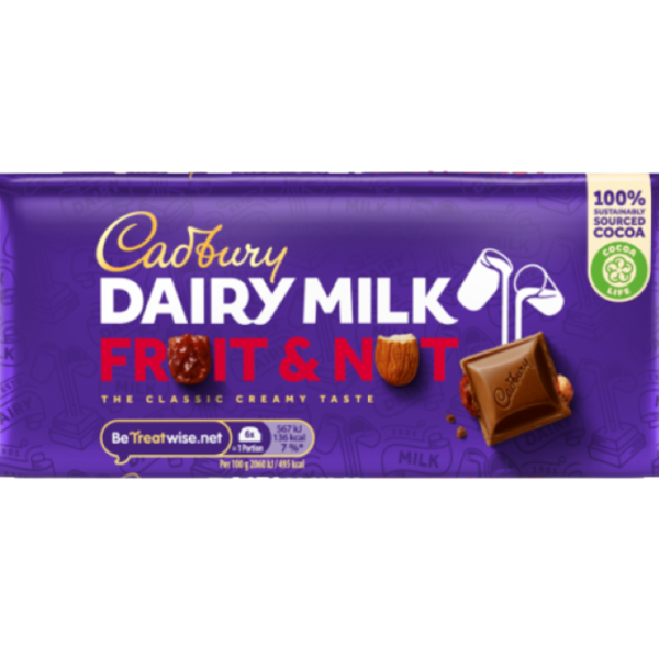 Cadbury Dairy Milk Fruit & Nut Chocolate Bar - 100g