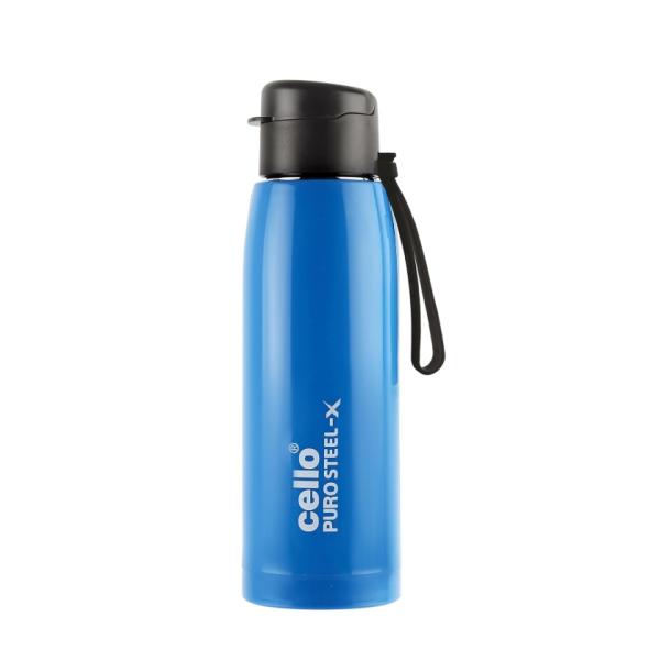 Cello Puro Steel X Cooper Water Bottle, Blue - 600 ml