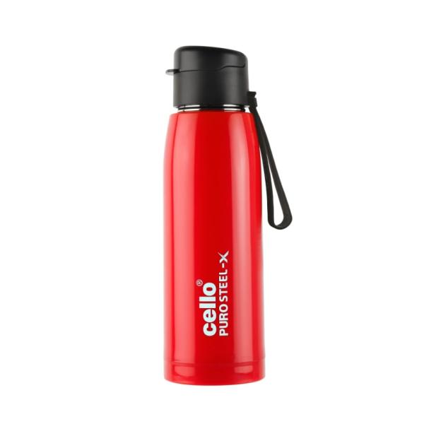 Cello Puro Steel X Cooper Water Bottle, Red - 600 ml