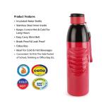 Cello Puro Steel X Zen Water Bottle, Red - 600 ml