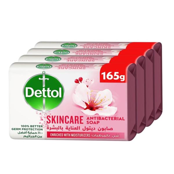 Dettol Antibacterial Skin Care Bar Soap - 165g x 4