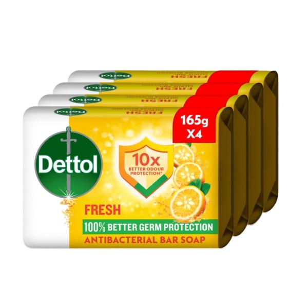 Dettol Antibacterial Zing Bar Soap - 165g x 4