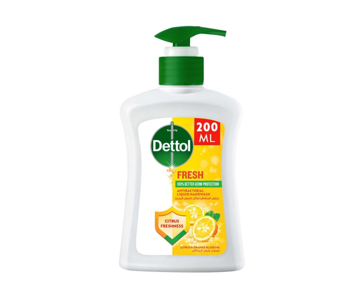 Dettol Fresh Liquid Hand Wash Soap Pump, Citrus & Orange Blossom Scent - 200 ml