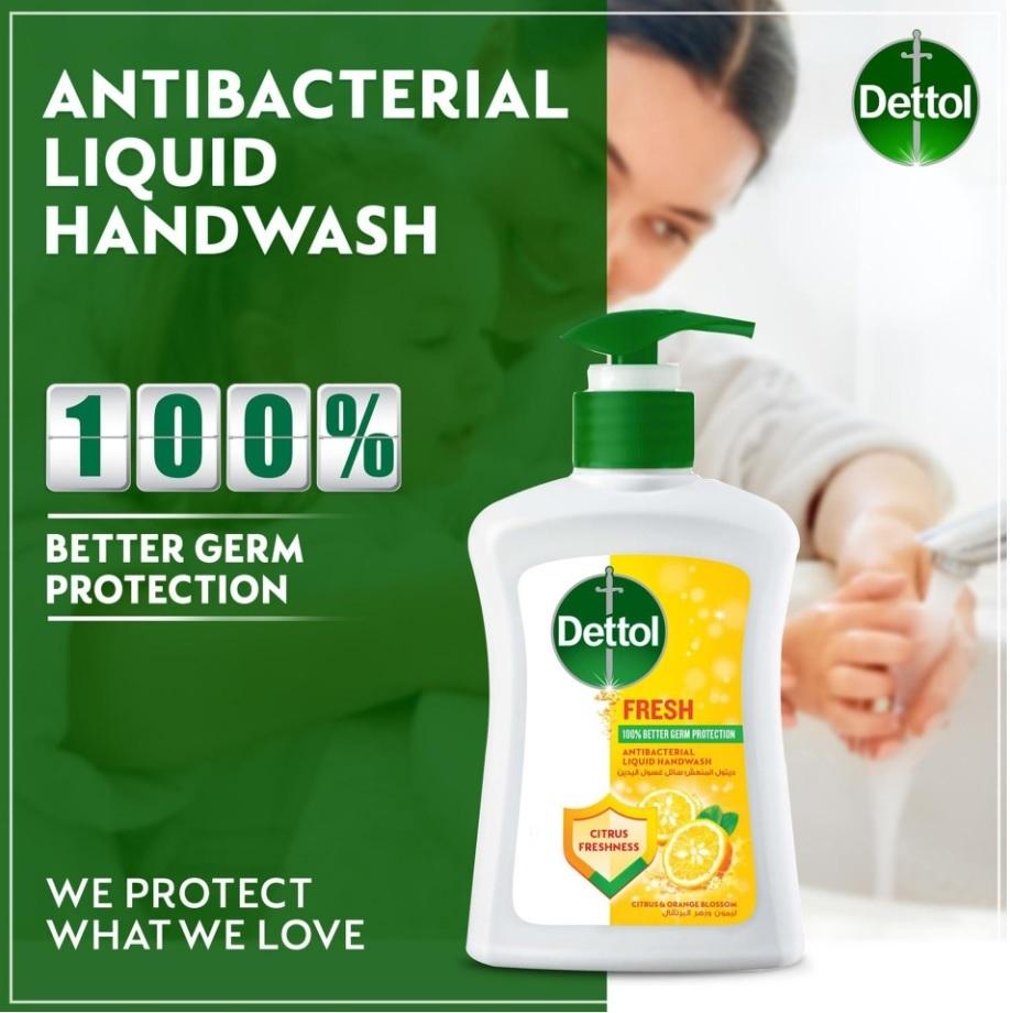 Dettol Fresh Liquid Hand Wash Soap Pump, Citrus & Orange Blossom Scent - 200 ml
