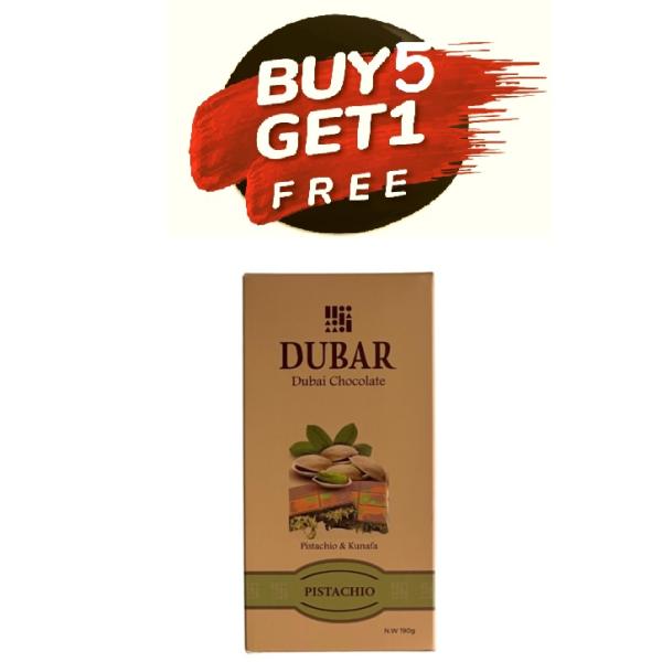 Dubar Dubai Chocolate, Kunafa & Pistachio, 190g - Buy 5 Take 1 Free