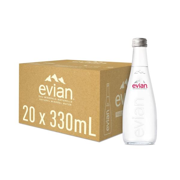 Evian Natural Mineral Water, Glass Bottle - 330 ml