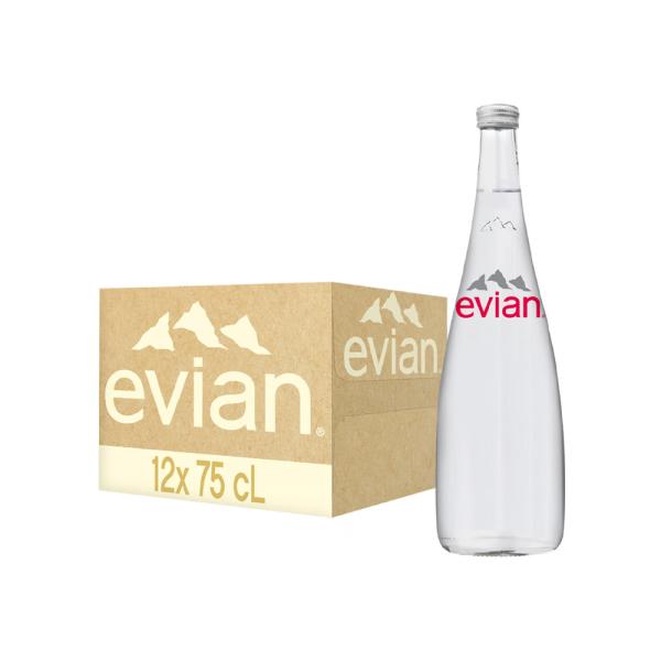 Evian Natural Mineral Water, Glass Bottle - 750 ml